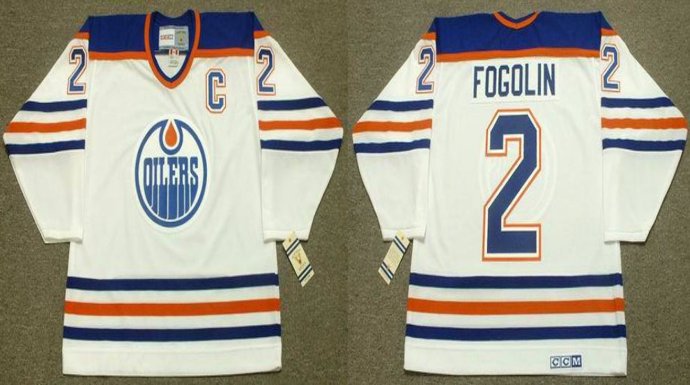 2019 Men Edmonton Oilers #2 Fogolin White CCM NHL jerseys